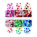 3D Heart Nail Glitter Sequins | Holographic Laser Heart Nail Art Stickers Decals Valentine's Day Glitter Flakes Shiny Blue Red Purple Green