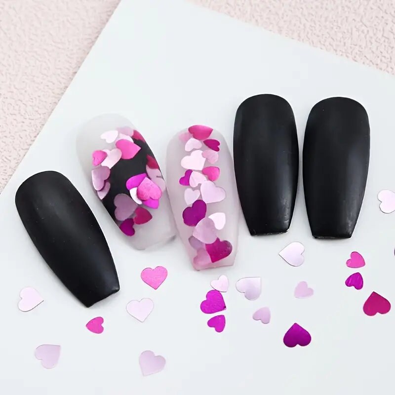 Heart Nail Art Glitter Valentine's Nail Art Glitter 3D Holographic Sparky Heart  Nail Sequins Colorful Heart Flakes Acrylic Nail Supplies Love Design  Valentine's Day DIY Decoration… (A) : Amazon.in: Beauty
