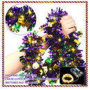 39.4Ft Christmas Mardi Gras Garland with 120 LED Lights Mardi Gras Decorations For Tree Mardi Tinsel Garland