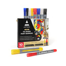Oil-Based Paint Markers | 10-Pack | 5 Classic Colors | 2.5 and 1.3 mm Line | Large and Small Barrels