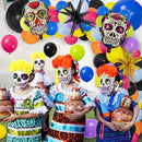 172pcs Day of the Dead Balloon Arch Garland Kit | Dia De Los Muertos Decor Colorful Balloons with Sugar Skull Cone Foil Balloons