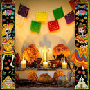 Allenjoy Mexican Day of the Dead Porch Signs Hanging Wall Door Banner Skeleton Guitar Decorations Polyester | 11.8x70.9 Inch 2PCS