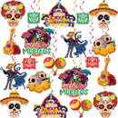 36 Pcs Dia De Los Muertos Decorations Hanging Swirls | NO-DIY Day Of The Dead Decorations Sugar Skull Decorations Hanging Decorations