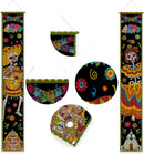 Allenjoy Mexican Day of the Dead Porch Signs Hanging Wall Door Banner Skeleton Guitar Decorations Polyester | 11.8x70.9 Inch 2PCS