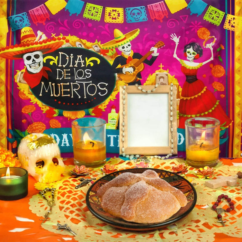 Day of The Dead Backdrop Banner | 6 x 3.6 ft The Dead Party Supplies Skull Photo Booth Background for Halloween- Party Decorations