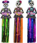 4E's Novelty 3 Pack Day of The Dead Hanging Decorations | 36" Dia de Los Muertos Decor Banner (3ft Tall) for Party Decorations Home Supplies