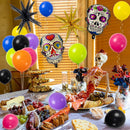 172pcs Day of the Dead Balloon Arch Garland Kit | Dia De Los Muertos Decor Colorful Balloons with Sugar Skull Cone Foil Balloons