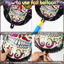 172pcs Day of the Dead Balloon Arch Garland Kit | Dia De Los Muertos Decor Colorful Balloons with Sugar Skull Cone Foil Balloons