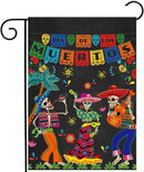 Allenjoy Day of the Dead Garden Flag for Outside Vertical Mexican Fiesta Dia DE Los Muertos Banner House Lawn Banners Yard  12x18"