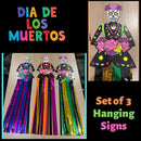 4E's Novelty 3 Pack Day of The Dead Hanging Decorations | 36" Dia de Los Muertos Decor Banner (3ft Tall) for Party Decorations Home Supplies