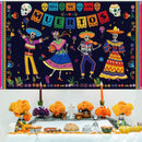 Day of The Dead Backdrop for Mexican Fiesta Sugar Skull Flowers Background Dia DE Los Muertos Birthday Halloween Party Supplies (Dance)