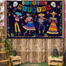Day of The Dead Backdrop for Mexican Fiesta Sugar Skull Flowers Background Dia DE Los Muertos Birthday Halloween Party Supplies (Dance)