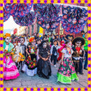 6 Pieces Halloween Bunting Flag Day of The Dead Bunting Flag Pleated Fan Flag 1.5 x 3 Feet Flag Bunting for Porch Yard Hanging Bunting