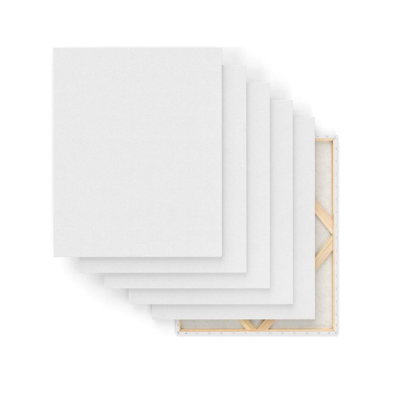 Stretched Canvas | Pack of 6 | 24 x 30 Inches | Blank White Canvases | 100% Cotton | 8 oz Gesso-Primed