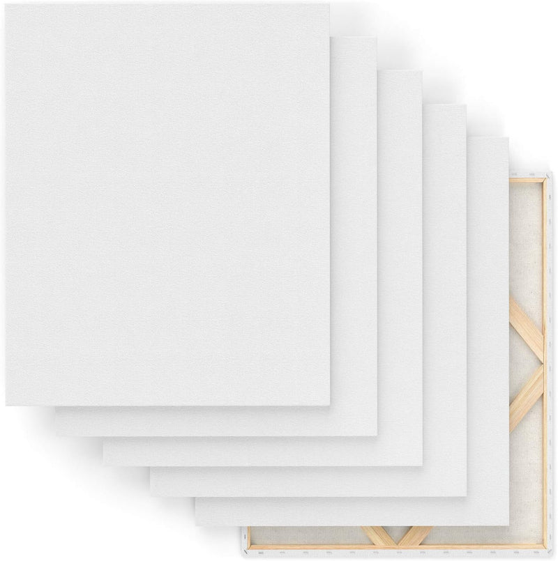 Stretched Canvas | Pack of 6, 24 x 30 Inches, Blank White Canvases, 100% Cotton, 8 oz Gesso-Primed, Art Supplies