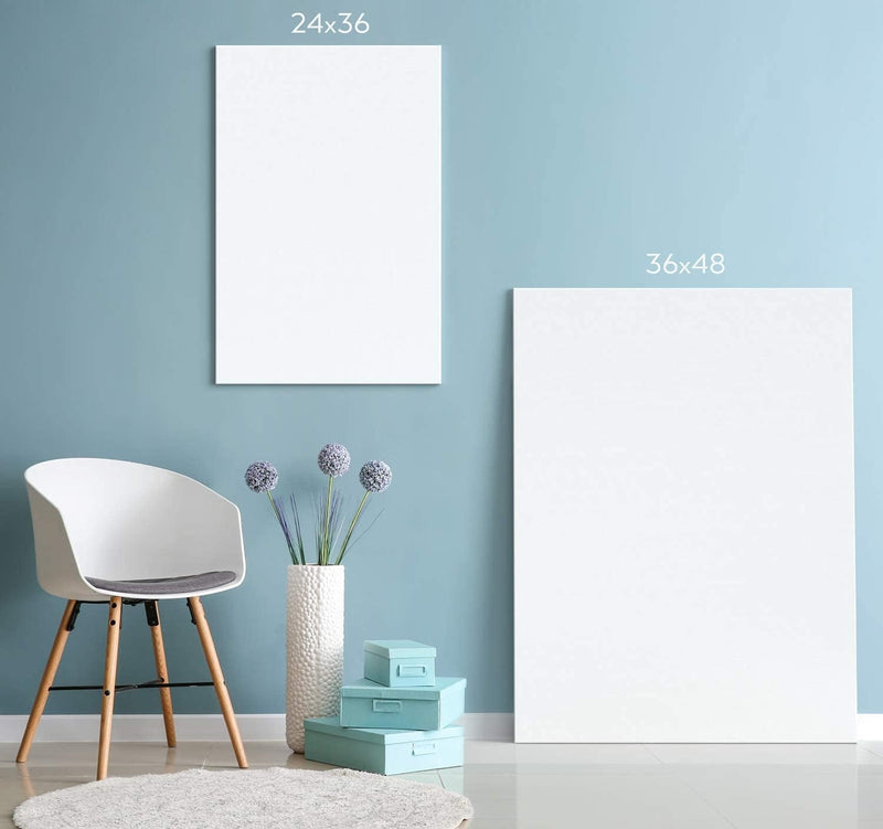 Stretched Canvas | Pack of 6, 24 x 30 Inches, Blank White Canvases, 100% Cotton, 8 oz Gesso-Primed, Art Supplies