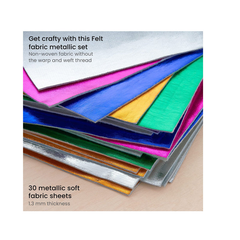 Metallic Felt Fabric Sheets | Set of 30 | 8.3 x 11.8 inches | 6 Colors