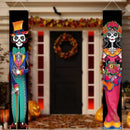 Allenjoy Day of The Dead Porch Sign Door Banner for Halloween Costume Mexico Dia De Los Muertos | Party Supplies   11.8x70.9 Inch 2PCS