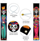 Allenjoy Day of The Dead Porch Sign Door Banner for Halloween Costume Mexico Dia De Los Muertos | Party Supplies   11.8x70.9 Inch 2PCS