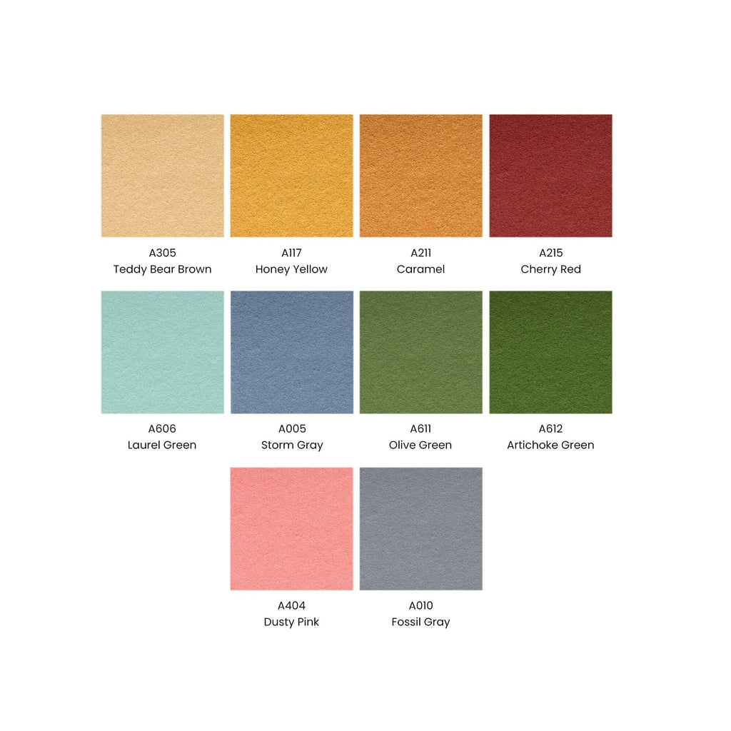Arteza Craft Felt Sheets Set of 50 8.3 x 11.8 inches 10 Earth Tones 20 Soft  and 30 Stiff Non Woven Felt Fabric Squares 1.5mm and 1.3mm Thick Sewing  Fabric for DIY Crafts