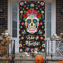 3 Pieces Day of the Dead Porch Sign | Mexican Dia De Los Muertos Party Door Decorations | Day of the Dead Sugar Skull Door | 11.8x70.9Inches