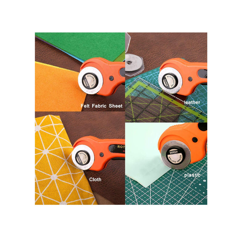45mm Rotary Cutter Set Leather Craft Cutting Tool with Ergonomic