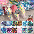 Grid Holographic Nail Art Sequins, 3D Laser Gradient Chameleon Nail Decals Design Foil Flakes Glitter Nail Supplies | For Women Manicure