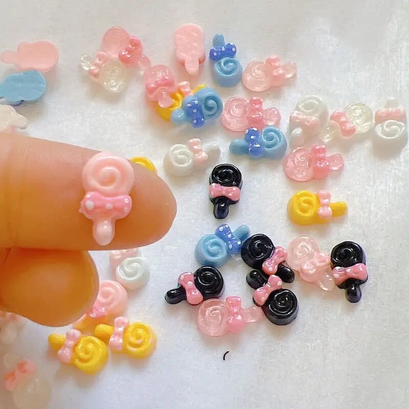30 Pcs Nail Art Decorations Mixed Peplum Cartoon Candy Shaped Resin Accessory Nail Art Accessory 3D Accessory