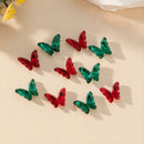 20 Pcs 3D Nail Art Decorations Butterfly Manicure Jewelry Red And Green Nail Rhinestones Transparent DIY Nail Art Manicure Accessories