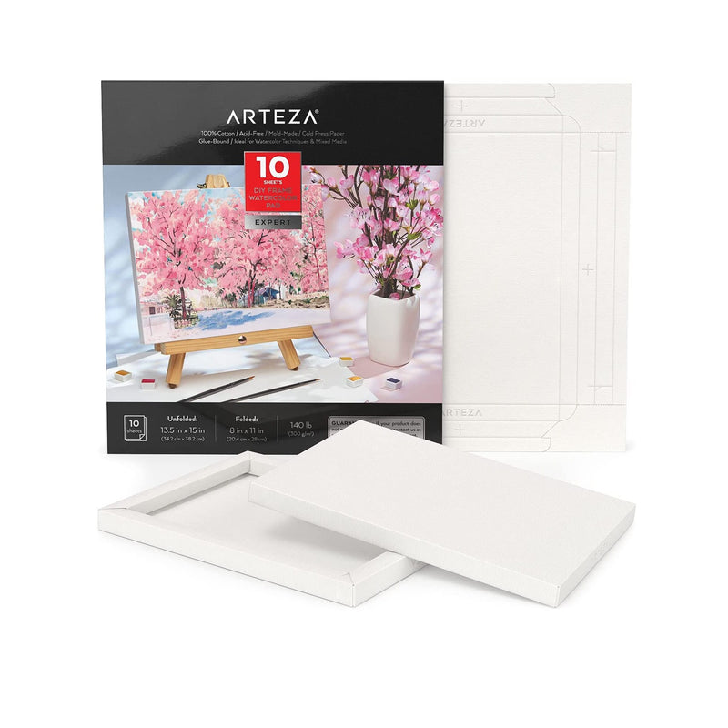 Watercolor Paper Foldable Canvas Pad | 8.03 x 11.02 Inches | 10 Sheets of 100% Cotton Paper | 140 lb
