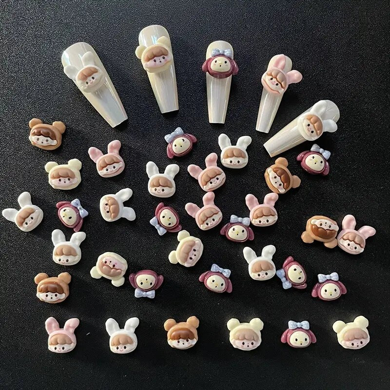 3D Resin Nail Charms Cute Cartoon Little Girl Doll Resin Nail Art Decorations Ornament Jewelry DIY Manicure Design Accessories 20 Pcs