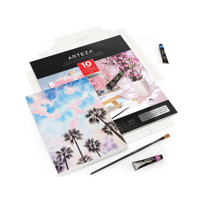 Watercolor Paper Foldable Canvas Pad | 8.03 x 11.02 Inches | 10 Sheets of 100% Cotton Paper | 140 lb