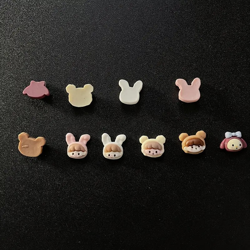 3D Resin Nail Charms Cute Cartoon Little Girl Doll Resin Nail Art Decorations Ornament Jewelry DIY Manicure Design Accessories 20 Pcs