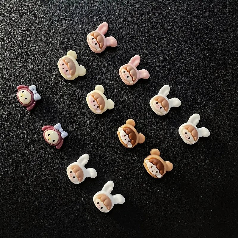 3D Resin Nail Charms Cute Cartoon Little Girl Doll Resin Nail Art Decorations Ornament Jewelry DIY Manicure Design Accessories 20 Pcs