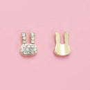 3D Rabbit Shape Nail Art Charms | Golden Metal Rabbit With Artificial Gem | For Manicure Craft DIY Nail Art Decorations