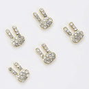 3D Rabbit Shape Nail Art Charms | Golden Metal Rabbit With Artificial Gem | For Manicure Craft DIY Nail Art Decorations