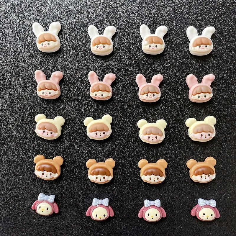 3D Resin Nail Charms Cute Cartoon Little Girl Doll Resin Nail Art Decorations Ornament Jewelry DIY Manicure Design Accessories 20 Pcs