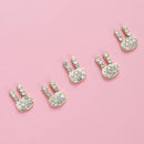 3D Rabbit Shape Nail Art Charms | Golden Metal Rabbit With Artificial Gem | For Manicure Craft DIY Nail Art Decorations