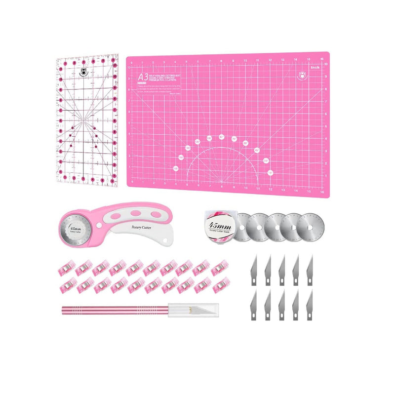 1~10PCS 45mm Rotary Cutter Kit & Cutting Mat & Patchwork Ruler