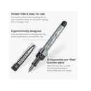Disposable Fountain Pens | Pack of 12 | Medium 0.9-mm Nib | Smooth-Writing Quick-Drying Black Ink Pen