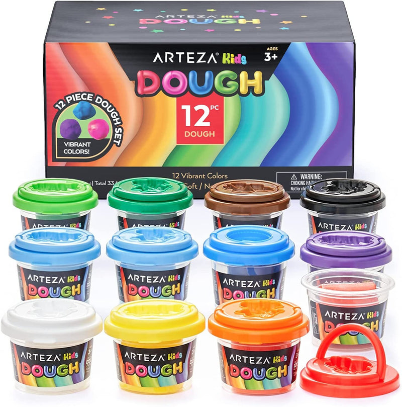 Kids Play Dough, 12 Bright Colors, 2.8-oz Tubs