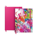 Dotted Journals | Set of 2 | 6 x 8 Inches | 96 Sheets Each | Acrylic Pouring Design and Dark Pink