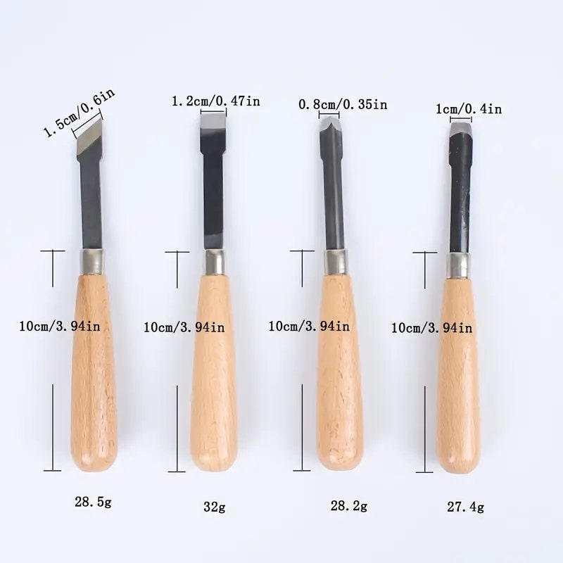 4pcs Carving Tool Set | Woodworking Chisel Carving Knife With Wooden Handle | DIY Carving Props | Beech Carving Tool Set