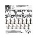 100 Sets 7 mm x 10 mm Punk Spikes Bullet Cone Spikes Rivets and Metal Studs Screw Back Studs with 3 Pieces