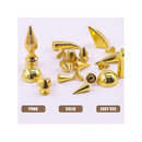 Wokape 153Pcs Screw Back Studs and Spikes Kit with Tools | Gold Mixed Shape Screw Back Bullet Cone Studs and Spikes Rivet Kit