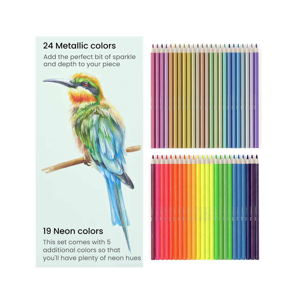 Kids Colored Pencils, Neon & Metallic - Set of 48 –