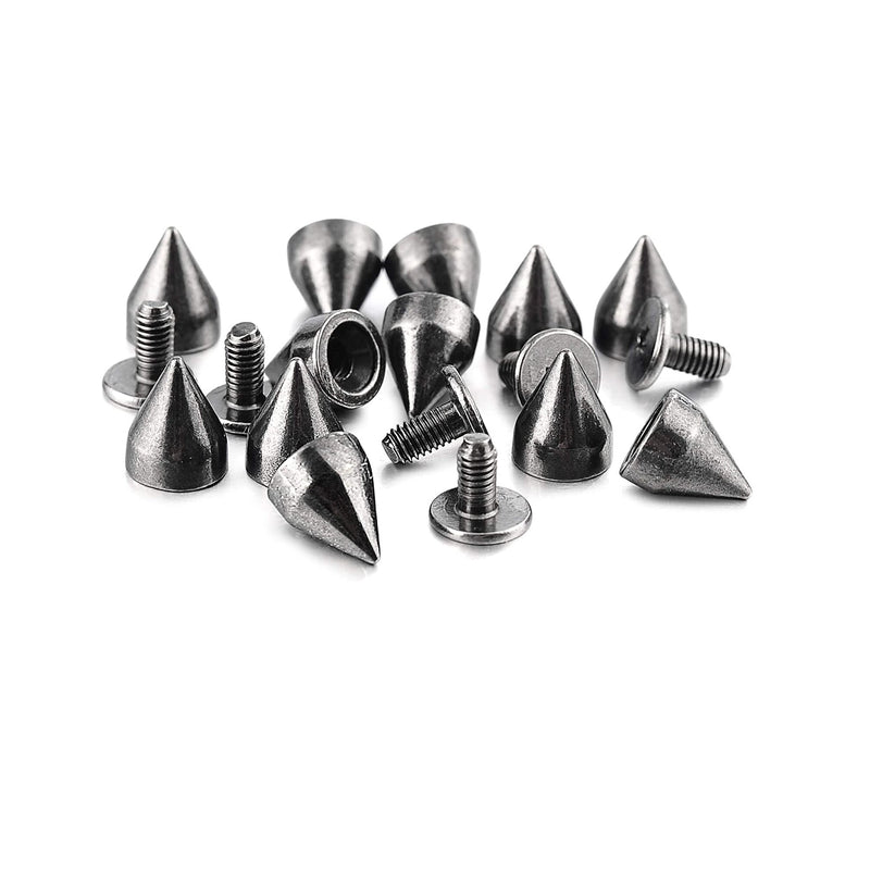 100 Sets 9MM Gun Metal Spikes and Studs Metal Bullet Cone Spikes