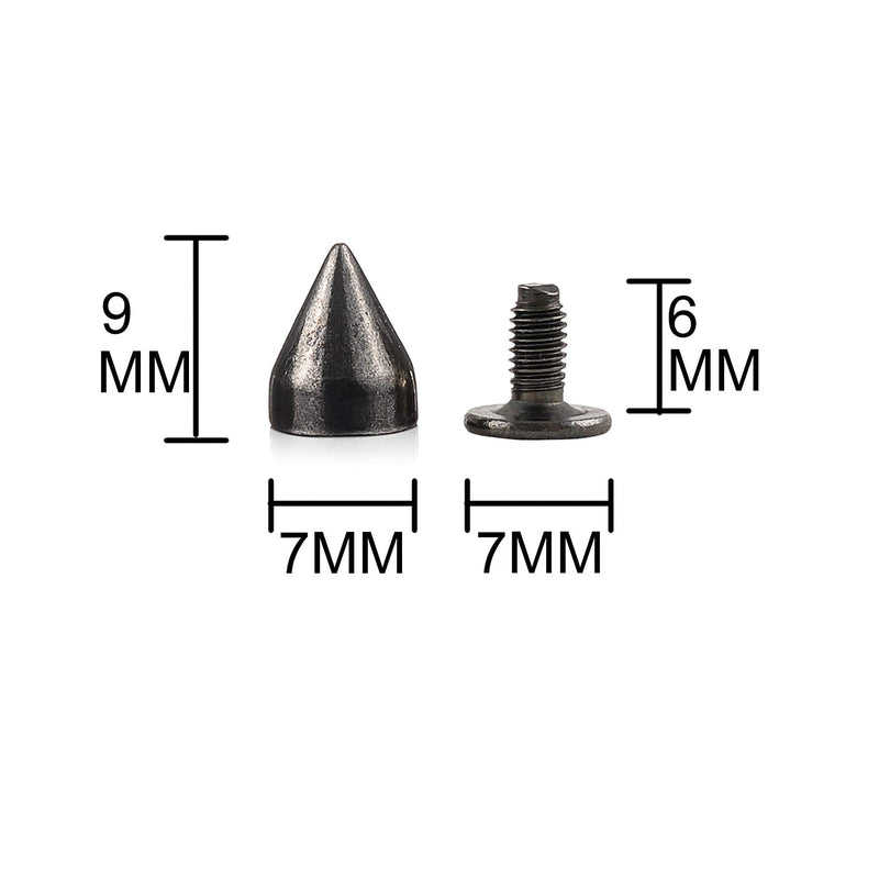 100 Sets 9MM Silver Spikes and Studs Metal Bullet Cone Spikes Screw Back  Leather Craft Rapid Rivet Screws Punk Studs and Spikes for Clothing Shoes