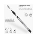 Acrylic Paint Pens | Pack of 12 | Black Long-Lasting Acrylic Paint Markers