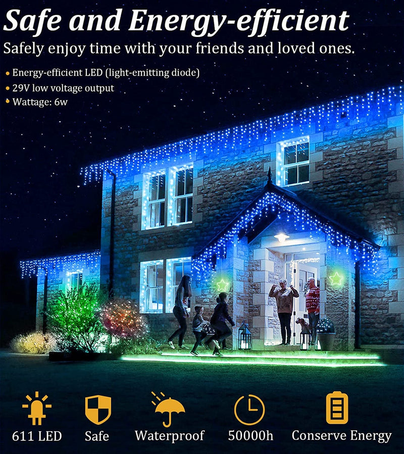 Decute Christmas Decorations Outdoor String Lights 8 Modes and Timer with  Remote